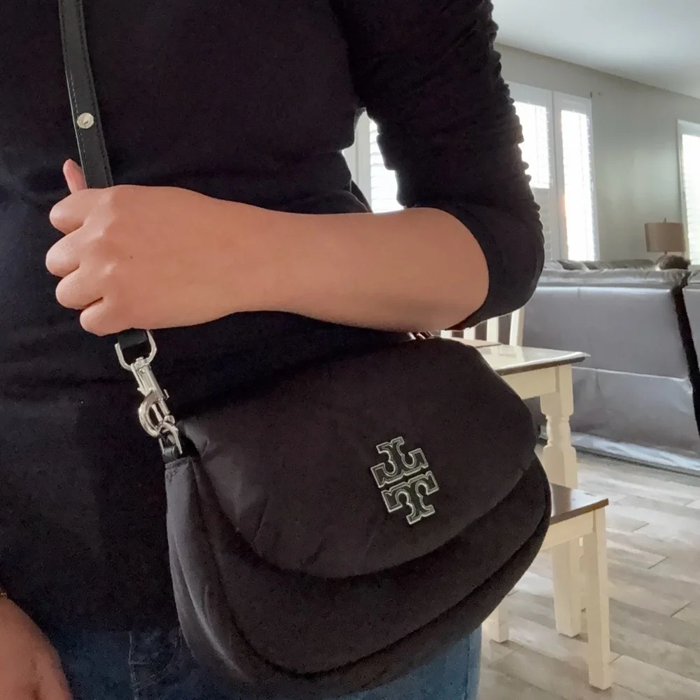New Tory Burch BRITTEN NYLON PUFFY CONVERTIBLE CROSSBODY BLACK